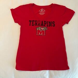 Womens L Maryland Terrapins Vintage-Style V-Neck T-Shirt